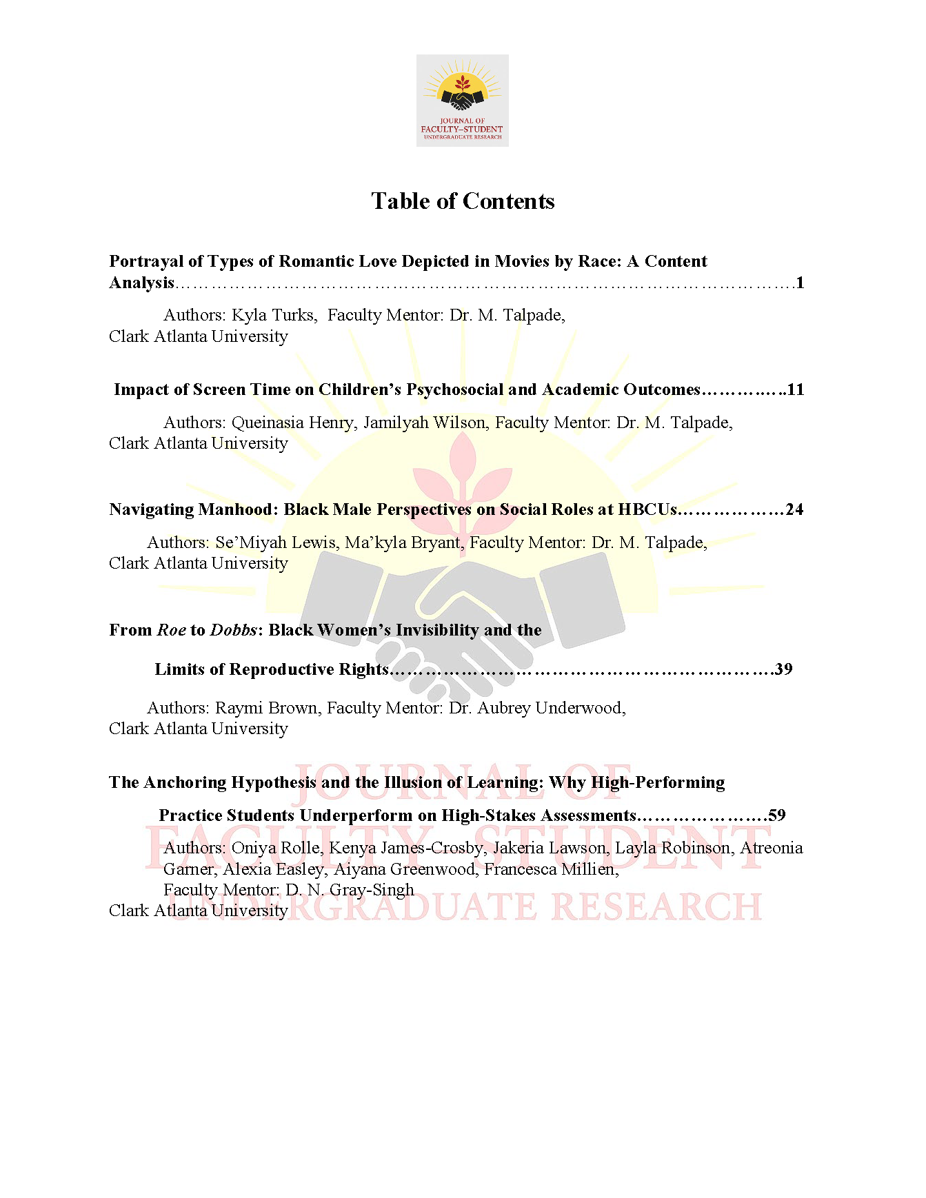 Table of Contents